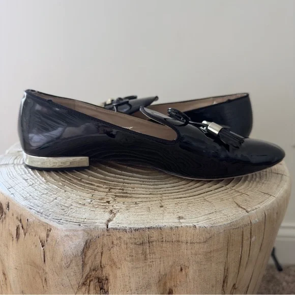 Zara Moccasin Black Patent Loafers with Tassels 7.5 US/38 EU - Picture 4 of 12